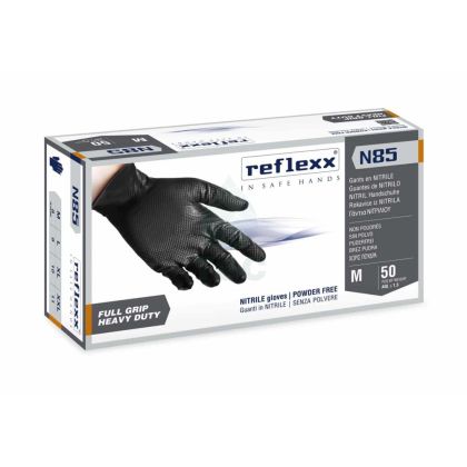 Ръкавици L Черни Reflexx N85 Нитрил FULL GRIP 50бр./кут. 10кут./каш.