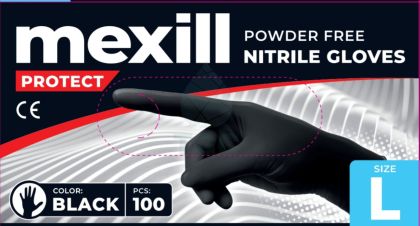 Mexill Protect Ръкавици нитрил черни L 100бр./кут. 10кут./каш.
